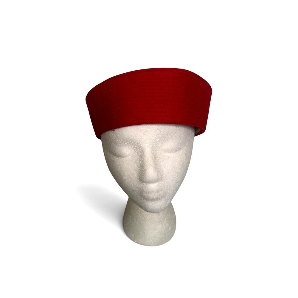 Vintage Red Cotton Sailor Cap Nautical Hat One Size